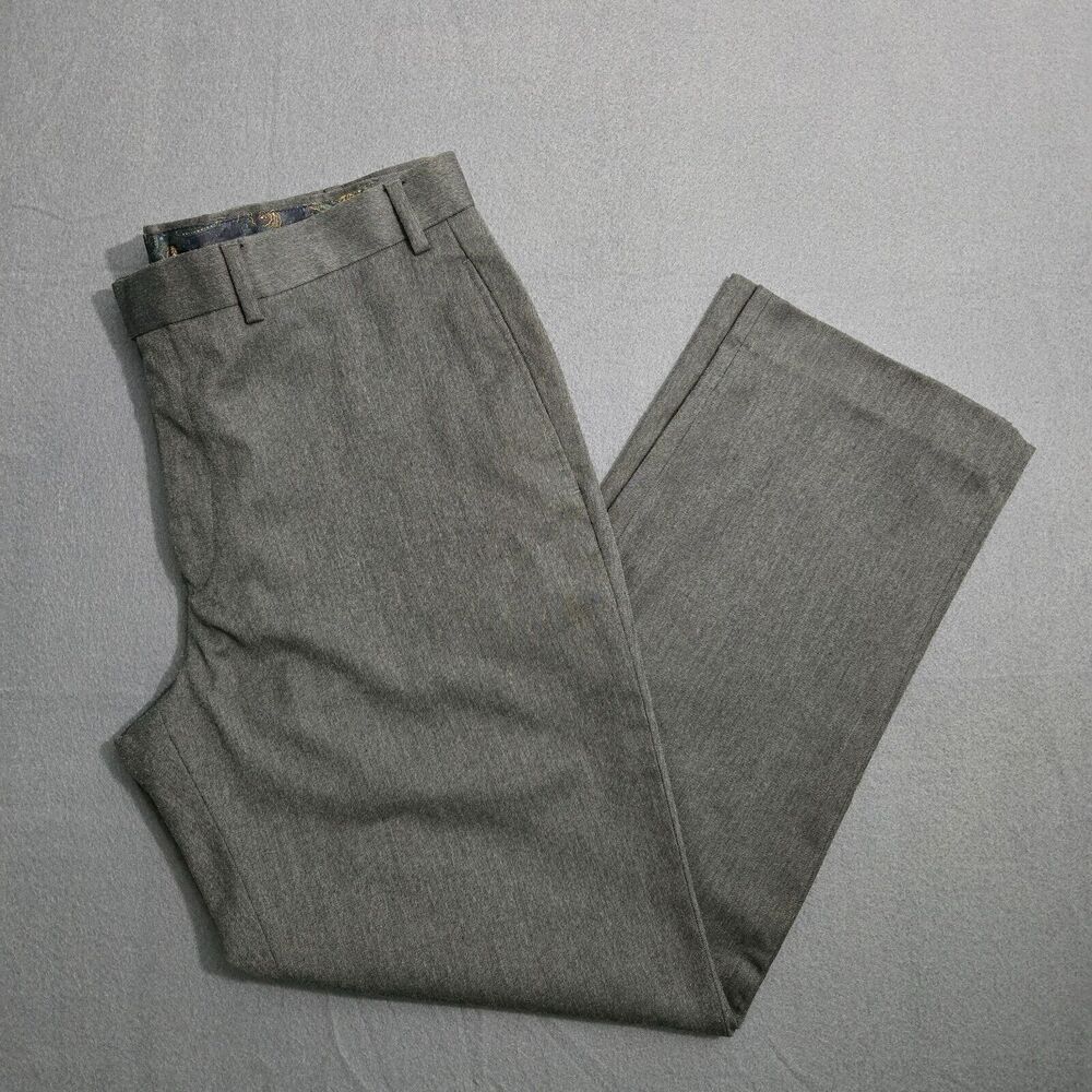 Lauren Ralph Lauren Dress Pants Men 36X30 (35X29) Flat Front Gray Straight Leg